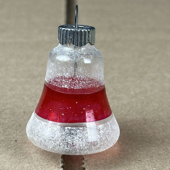 Vintage Shiny Brite Glass Ornament Unsilvered Bell Frosted 2” WW2 Era - Picture 2 of 7